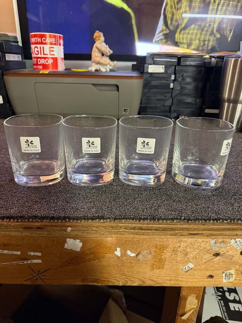Set of 4 Fidenza Idee in Vetro Made in Italy Whiskey Glasses